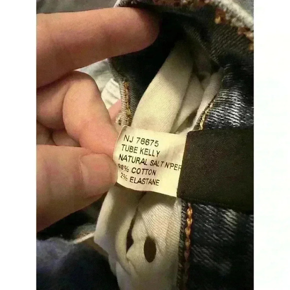 Nudie Jeans Tube Kelly Men 28x34 Salt N Pepper Jeans Straight Leg Skinny Denim - Picture 4 of 7